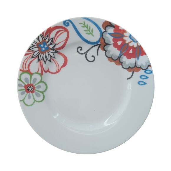 Fitz and Floyd Salad Plates Gourmet Mod Floral Set of Three Bright Floral Design - Picture 2 of 9